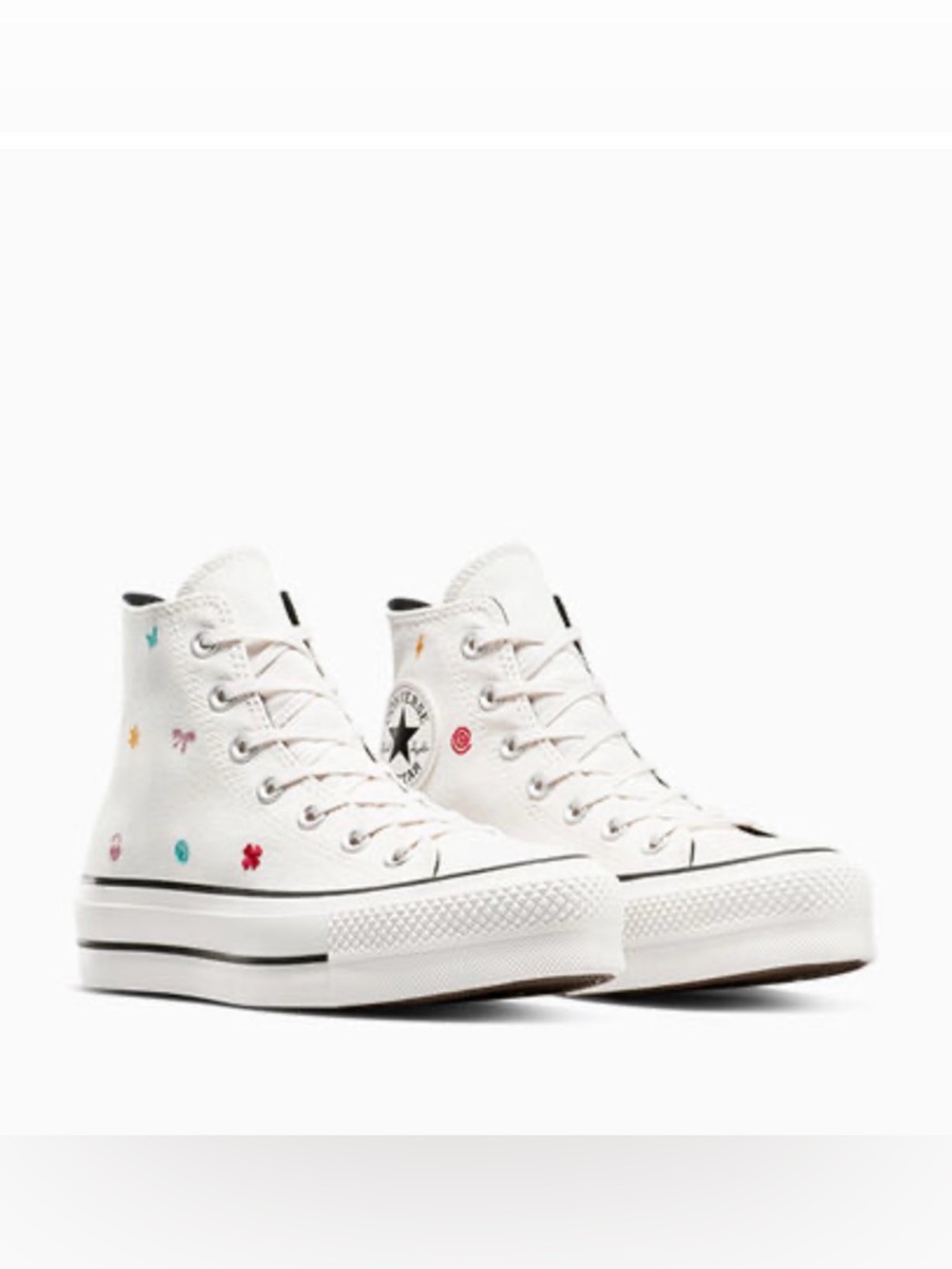 Chuck Taylor All Star Lift Platform Embroidered Doodles Sneakers Women 6.5 - Picture 14 of 15